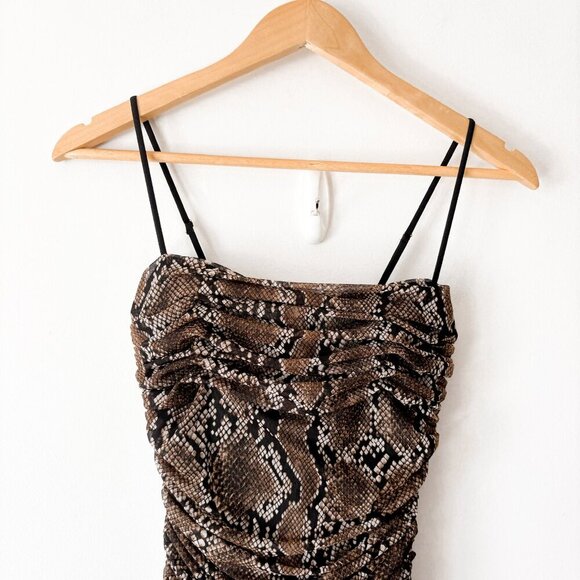 Aritzia Babaton Ruched Animal Print Bodycon Midi Dress Size 0 - Picture 7 of 10